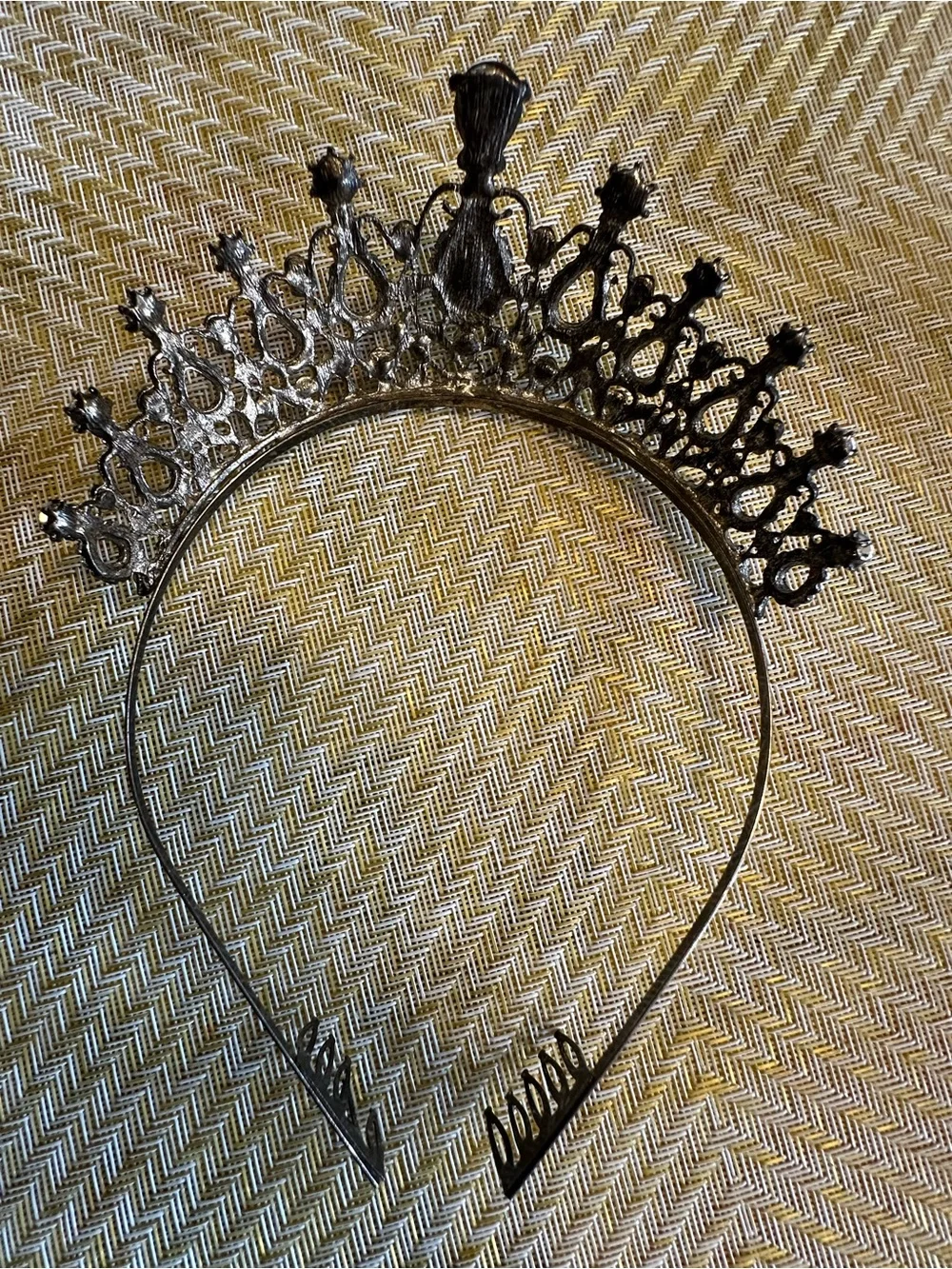 Silver Rhinestone Tiara Crown with Clear Gems